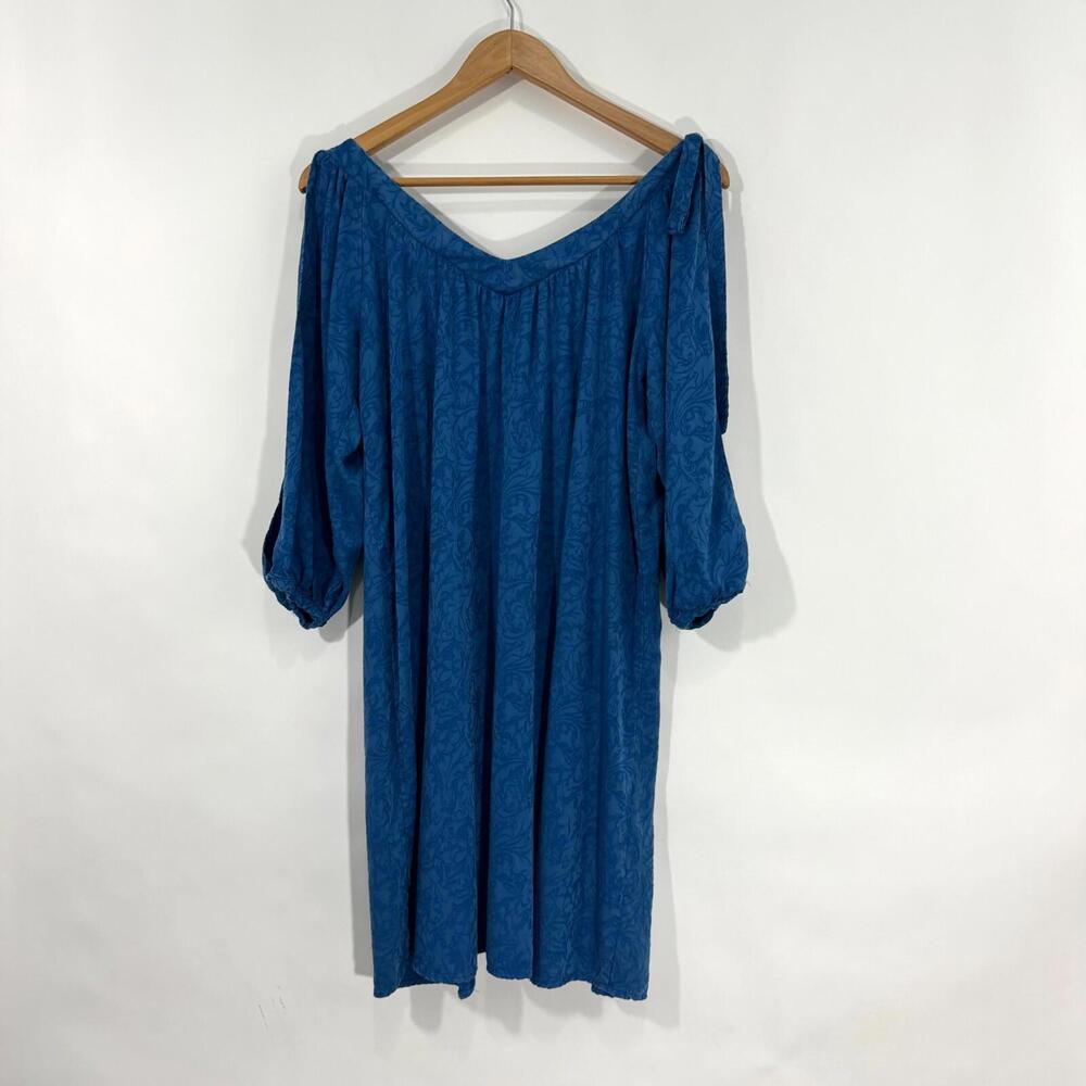Anthropologie Holding Horses Women’s Size Small Blue Cold Shoulder Swing Dress - Picture 7 of 10